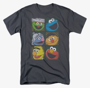 Faces Of Sesame Street T-shirt - Judge Dredd Mens Shirt, HD Png Download, Transparent PNG