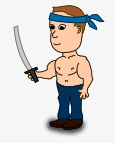Clipart Sword Comic - Cartoon Character With A Sword, HD Png Download, Transparent PNG