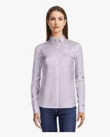Fuchsia Oxford Dress Shirt With Contrast Cuffs   	 - Camisa Manga 3 4 Mujer, HD Png Download, Transparent PNG