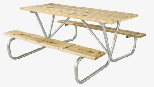 Picnic Table Wooden Top Metal Frame, HD Png Download, Transparent PNG