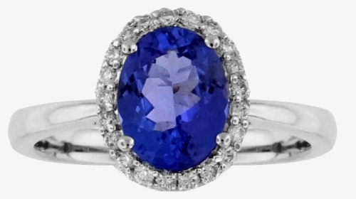 14k White Gold Ring With Oval Tanzanite And Diamonds - Pre-engagement Ring, HD Png Download, Transparent PNG