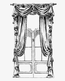 Drawing Black And White Curtains, HD Png Download, Transparent PNG