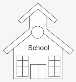 Schoolhouse Silhouette Coloring Book School House Black - School House Outline, HD Png Download, Transparent PNG