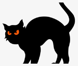 Black Cat Clipart - Silhouette Halloween Cat Clipart, HD Png Download, Transparent PNG