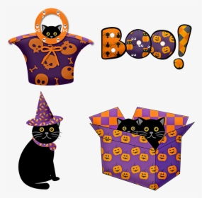 Halloween Black Cat, Cat, Black, Halloween, Witch, HD Png Download, Transparent PNG