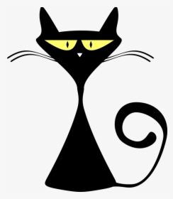 For Cats, Black Cat Silhouette, Silhouette Clip Art, - Black Cat Funny Cartoon, HD Png Download, Transparent PNG