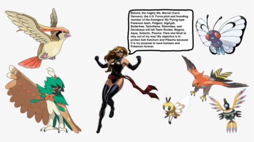 Marvel S Pokemon Team By Darthranner83 - Carol Danvers Ms Marvel Png, Transparent Png, Transparent PNG