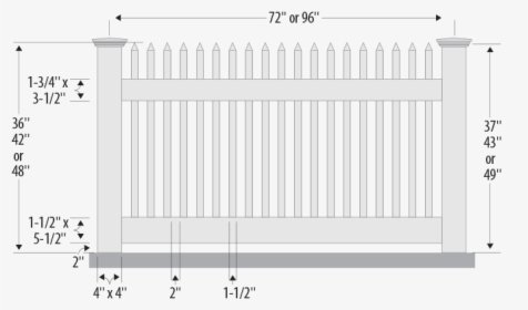 Straight Top Narrow Vinyl Picket Fence Specs - Architecture, HD Png Download, Transparent PNG