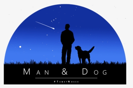 Of A Man And Dog Sitting And Watching The Night Sky - Man And Dog Sitting Silhouette, HD Png Download, Transparent PNG