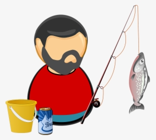 Angler, Bait, Beer, Bucket, Catch, Comic Characters - Clipart Fisherman Png, Transparent Png, Transparent PNG