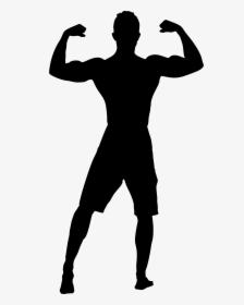 Flexing Back Muscles Silhouette - Muscle Men Silhouette Png, Transparent Png, Transparent PNG