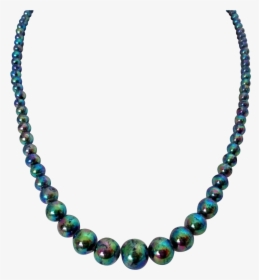 Japan Glass Single Strand Necklace Vintage Color - Black Pearl Necklace Png, Transparent Png, Transparent PNG