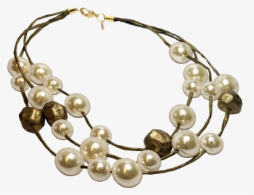 Recycled Paper And Pearl Necklace With Gold Cold Ceramic - Pearl, HD Png Download, Transparent PNG
