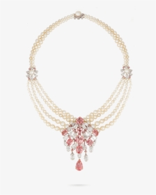 Padparadscha Sapphire And Pearl Necklace - Necklace, HD Png Download, Transparent PNG