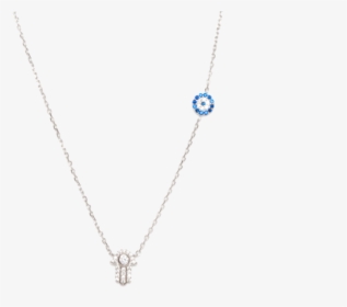 Tiny Evil Eye And Hamsa Necklace - Pendant, HD Png Download, Transparent PNG