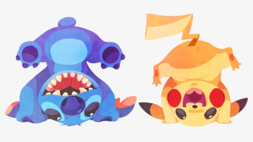Pikachu And Stitch Drawn By Kuitsuku - Stitch And Pikachu, HD Png Download, Transparent PNG
