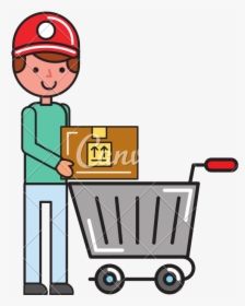 Customer Clipart Customer Shopping , Transparent Cartoons - Customer Cart Shopping Cartoon, HD Png Download, Transparent PNG