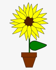 Sunflower Clipart Girasol - Sunflower In Pot Clipart, HD Png Download, Transparent PNG