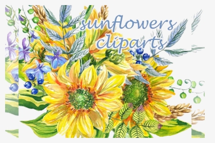 Sunflower Clipart Watercolor Floral Example Image Transparent - Sunflower, HD Png Download, Transparent PNG
