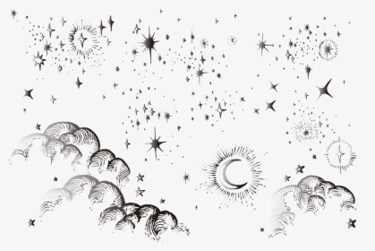Transparent Moon And Stars Png - Moon And Stars Drawing, Png Download, Transparent PNG