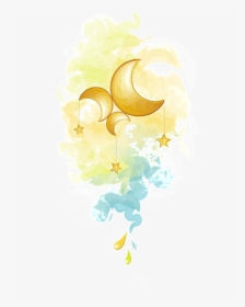 Painted Fairy Moon And Star Pattern Elements - Illustration, HD Png Download, Transparent PNG