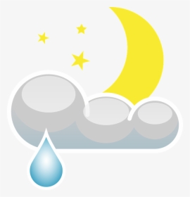 Moon, Stars, Night, Cloudy, Rainy, Rain, Clouds - Night Clipart Png, Transparent Png, Transparent PNG