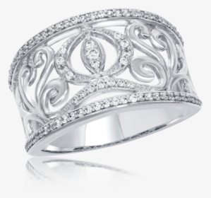 Cinderella Carriage Band 1/3cttw In 14k White Gold - Engagement Ring, HD Png Download, Transparent PNG