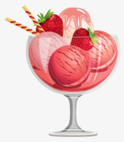 Strawberry Ice Cream Sundae Clipart - Ice Cream Png, Transparent Png, Transparent PNG