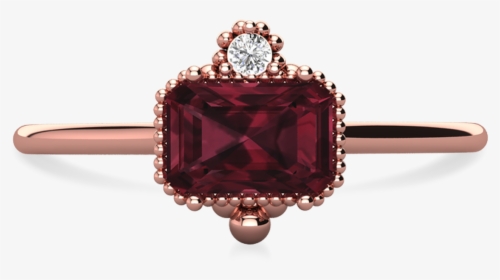 Vintage Inspired Ethical Emerald Cut Garnet Ring - Engagement Ring, HD Png Download, Transparent PNG