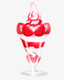Sundae Clipart Banner - Strawberries And Cream Clip Art, HD Png Download, Transparent PNG