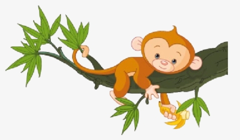 Clipart Trees Monkey - Monkey On A Tree Cartoon, HD Png Download, Transparent PNG