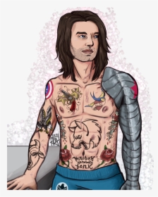 Bucky Doesn T Make Canon Sense But Still - Bucky Barnes With Tattoos, HD Png Download, Transparent PNG