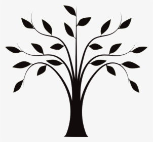 Family Tree Trunk Clip Black And White Black And White - Tree With Leaves Clipart Black And White, HD Png Download, Transparent PNG