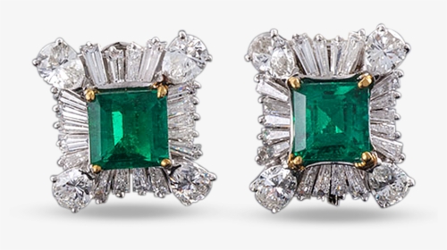 Colombian Emerald And Diamond Earrings, - Green Diamond Earrings, HD Png Download, Transparent PNG