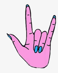 Aesthetic Rock Hand Sign - Rock On Hand Sign Clipart, HD Png Download, Transparent PNG