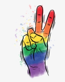 Rainbow Peace Sign - Rainbow Hand Peace Sign, HD Png Download, Transparent PNG