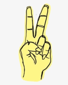 #pastel #pastelyellow #yellow #hand #peace #vsco #aesthetic - Yellow Peace Hand Sticker, HD Png Download, Transparent PNG