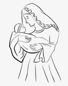 Virgin Mary And Baby Jesus Ii - Mother Mary And Baby Jesus Drawings, HD Png Download, Transparent PNG