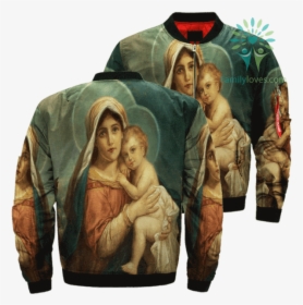 Mary And Baby Jesus Over Print Jacket %tag Familyloves - Jesus Jacket, HD Png Download, Transparent PNG