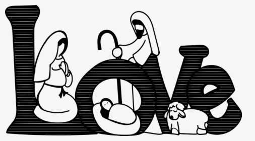 Christmas Manger, Jesus Baby, Mary, Joseph, Donkey - Cartoon, HD Png Download, Transparent PNG