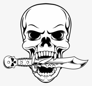 Transparent Dagger Clipart - Skull Drawing, HD Png Download, Transparent PNG