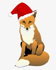 Santa Hat Clipart To Download Free - Fox With Christmas Hat, HD Png Download, Transparent PNG