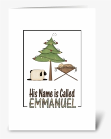 Christmas Emmanuel Baby Jesus In Manger Greeting Card - Christmas Tree, HD Png Download, Transparent PNG