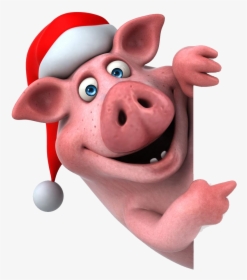 #pig #santa-hat #peekaboo - Funny Pig, HD Png Download, Transparent PNG