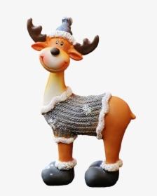 Christmas, Moose, Santa Hat, Fun, Funny, Cute, Deco - Christmas Moose Funny, HD Png Download, Transparent PNG