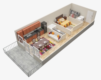Transparent Balcony Png - 2 Bedroom Loft Apartment Floor Plans, Png Download, Transparent PNG