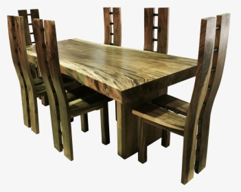 Table And Chairs Png -live Edge Suar Table On Wooden - Kitchen & Dining Room Table, Transparent Png, Transparent PNG