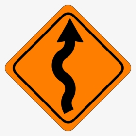 Curvy Road Sign Clip Art At Clker - Orange Sign, HD Png Download, Transparent PNG