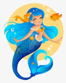 Mermaid Drawing Cliparts - Blue Mermaid Clipart, HD Png Download, Transparent PNG