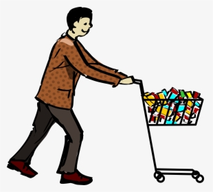 Shopping Trolley Png Man - Example Of Push Force, Transparent Png, Transparent PNG